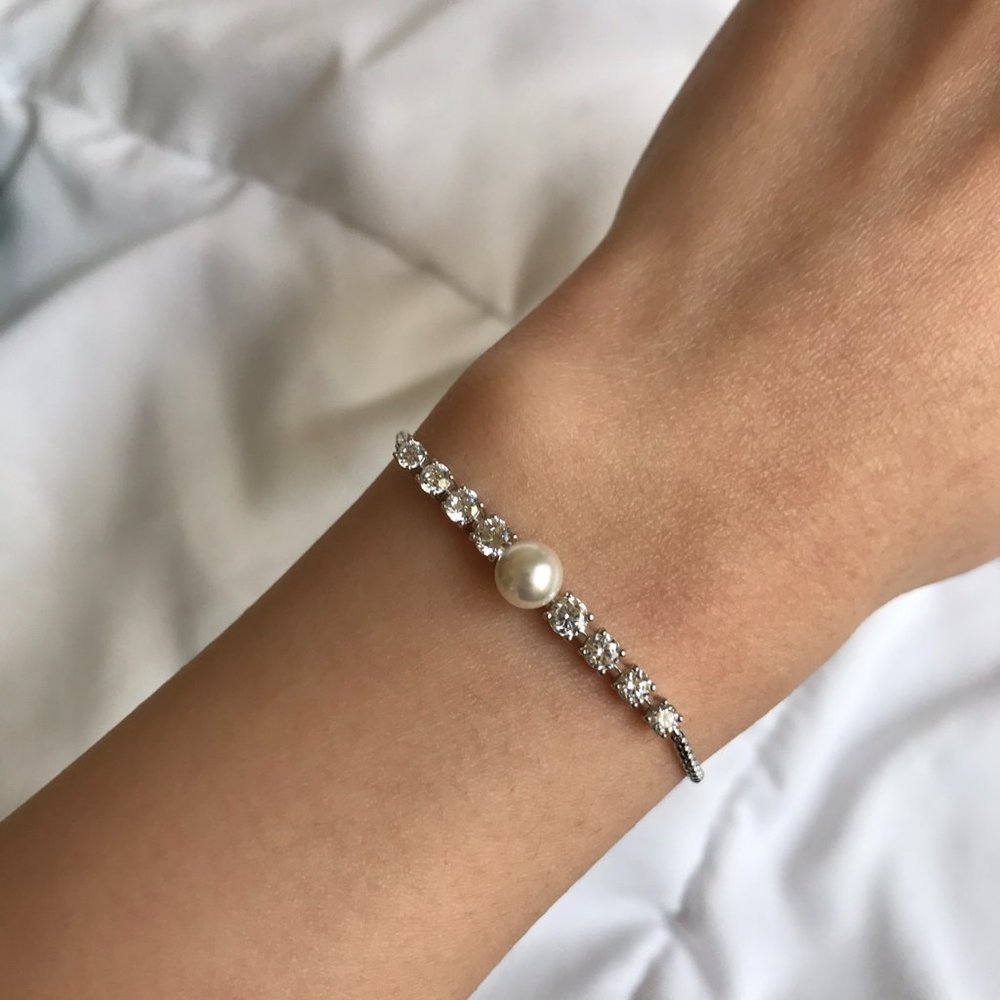 Eliot Danori Silver Crystal & Pearl Bracelet